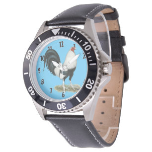 Silberner Duckwing Kampfhahn Armbanduhr