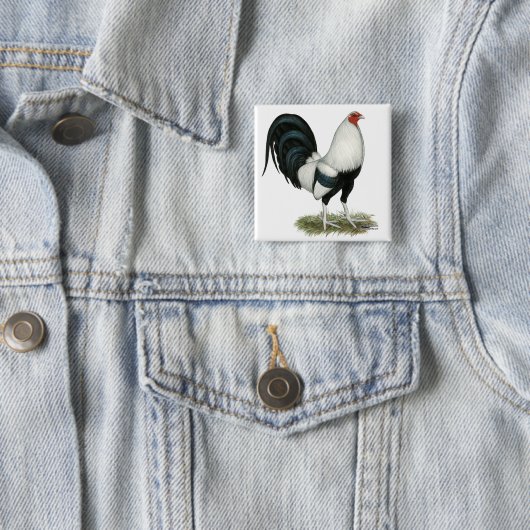 Silberner Duckwing Kampfhahn Button (Beispiel)