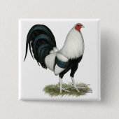 Silberner Duckwing Kampfhahn Button (Vorderseite)