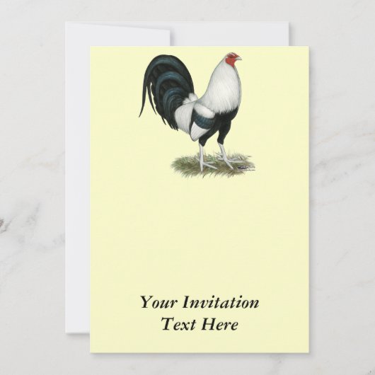 Silberner Duckwing Kampfhahn Einladung (Vorderseite)