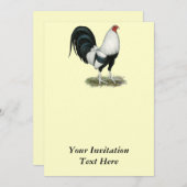 Silberner Duckwing Kampfhahn Einladung (Vorne/Hinten)