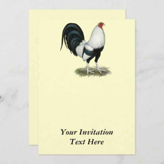 Silberner Duckwing Kampfhahn Einladung (Vorne/Hinten)