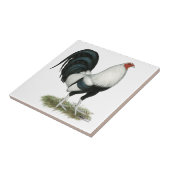 Silberner Duckwing Kampfhahn Fliese (Seite)