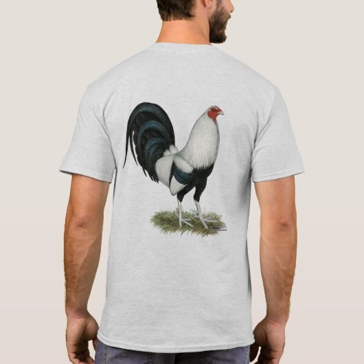 Silberner Duckwing Kampfhahn T-Shirt (Rückseite)