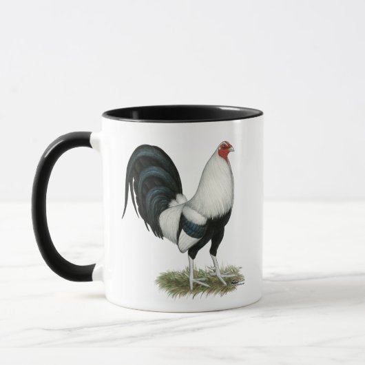 Silberner Duckwing Kampfhahn Tasse (Links)