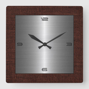 Silberner Edelstahl-moderne Leinwand-Grenze Quadratische Wanduhr