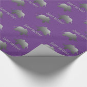 silberner Elefant - lila Geschenkpapier (Ecke)