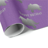 silberner Elefant - lila Geschenkpapier (Rolleneckpunkt)