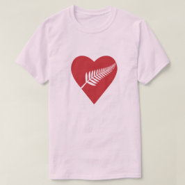 Silberner Farn-defektes Herz Neuseelands T-Shirt