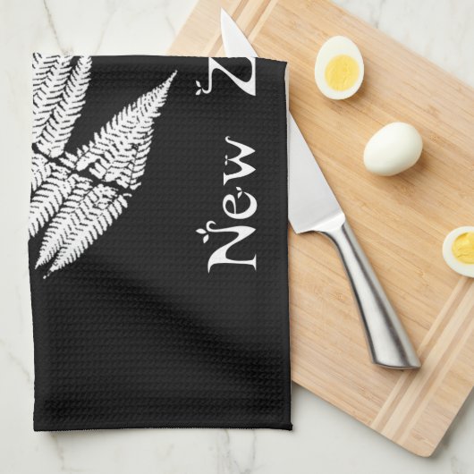 Silberner Farn-Geschirrtuch Neuseelands Küchentuch (Viertel Falte)