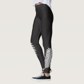Silberner Farn Schwarzweiss Leggings (Links)