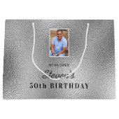 Silberner Foto Typ Große Geschenktüte (Vorderseite)