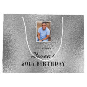 Silberner Foto Typ Große Geschenktüte (Rückseite)