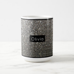 Silberner Funkelnd Glitzer mit Personalisiertem Na Kaffeetasse