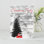 Silberner Funkelnd, schwarzer Weihnachtsbaum und G Einladung (Stehend Vorderseite)