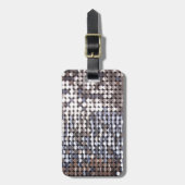 Silberner funkelnder Paillette-Blick Gepäckanhänger (Vorderseite vertikal)