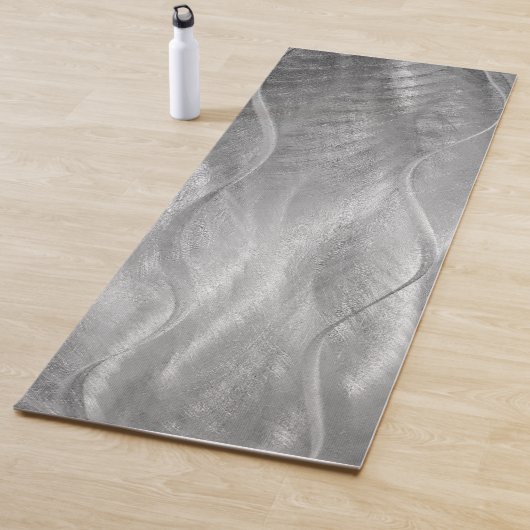 Silberner gebürsteter Metall-Abstrakt Yogamatte (Beispiel)