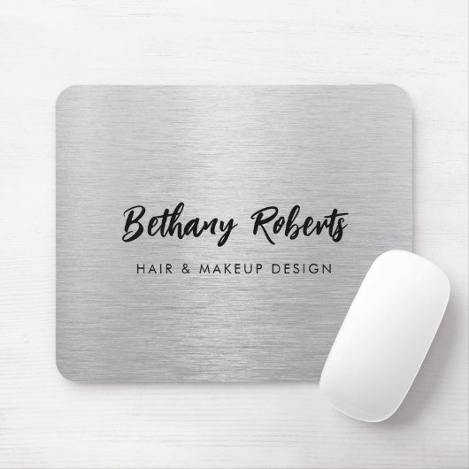 Silberner gebürsteter Metall moderner Skript Haare Mousepad (Mit Mouse)