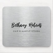Silberner gebürsteter Metall moderner Skript Haare Mousepad (Vorne)