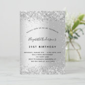 Silberner Geburtstag Glitzer elegant Luxus Einladung (Stehend Vorderseite)