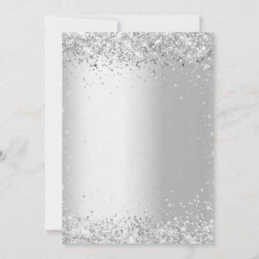 Silberner Geburtstag Glitzer elegant Luxus Einladung (Rückseite)