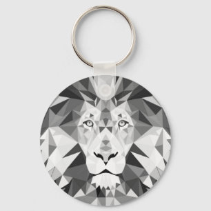 Silberner geometrischer Löwe Schlüsselanhänger