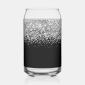 Silberner Glam Glitter auf Schwarz Dosenglas (Rückseite)