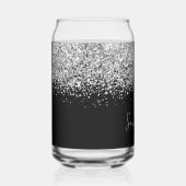 Silberner Glam Glitter auf Schwarz Dosenglas (Rechts)
