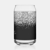 Silberner Glam Glitter auf Schwarz Dosenglas (Links)