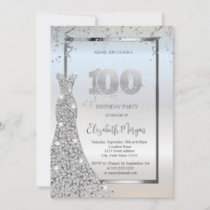Silberner glänzender Diamant-Kleid Silberner 100.  Einladung
