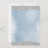 Silberner Glitter-Blauer Brautduschen- Einladung (Rückseite)