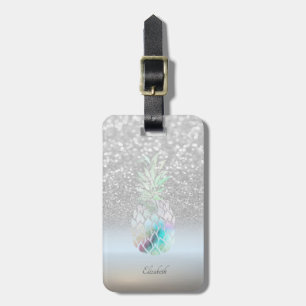 Silberner Glitter-Bokeh-Ombre, Ananas - Personalis Gepäckanhänger