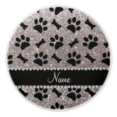 Silberner Glitter des individuellen Namens Keramikknauf (Vorderseite)