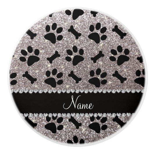 Silberner Glitter des individuellen Namens Keramikknauf (Vorderseite)