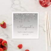 Silberner Glitter-Drip 70. Geburtstag Serviette (Beispiel)