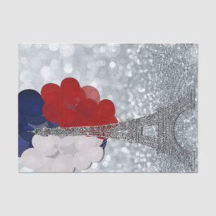 Silberner Glitter Eiffelturm Rot Weiß Blau Party Seidenpapier