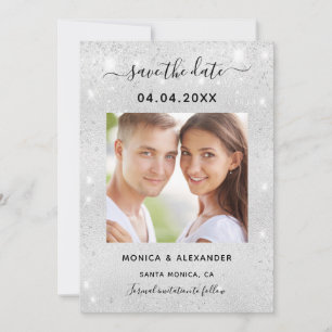 Silberner Glitter-Foto-QR-Code-Hochzeit Save The Date