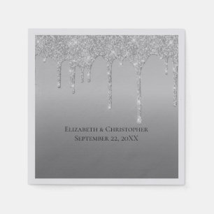 Silberner Glitter Glam Elegant Hochzeit Serviette