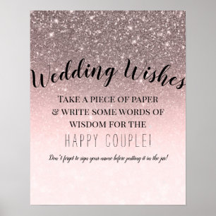Silberner Glitter-Hochzeit-Wunsch-Zeichen in Unter Poster