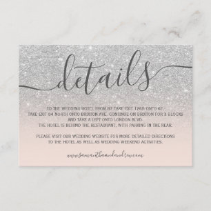 Silberner Glitter-Ombre-Blush-Pink-Schrift-Details Begleitkarte