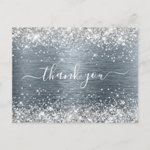 Silberner Glitter Schiefer Folie Geburtstags Danke Postkarte