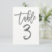 Silberner Glitter-Trendiger Moderner Schrift-Tisch Einladung (Stehend Vorderseite)