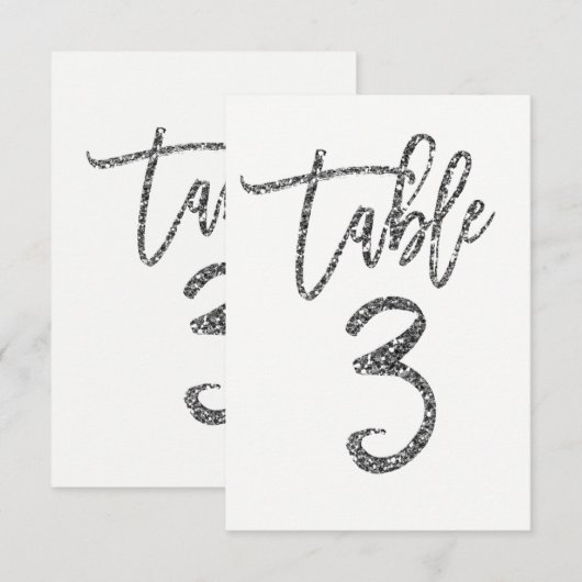 Silberner Glitter-Trendiger Moderner Schrift-Tisch Einladung (Vorne/Hinten)