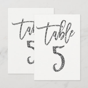 Silberner Glitter-Trendy-Modern-Script-Tisch Numme Einladung