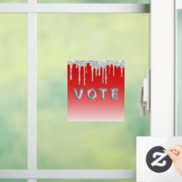 Silberner Glitter-Tropfen auf rotem Hintergrund Wa Fensteraufkleber