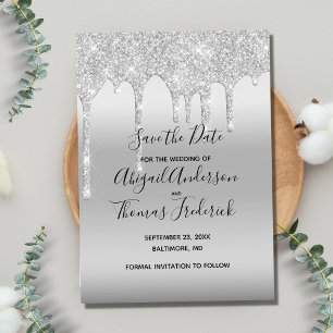 Silberner Glitter-Tropfen-Glamour-Trend Save The D Date