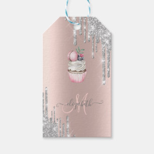 Silberner Glitter-Tropfen Rose Gold Monogramm Cupc Geschenkanhänger