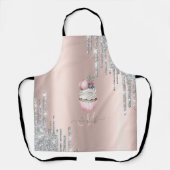 Silberner Glitter-Tropfen Rose Gold Monogramm Cupc Schürze (Vorderseite)