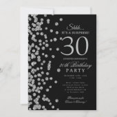 Silberner Glitter-Überraschung 30. Geburtstag Schw Einladung (Vorderseite)