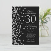 Silberner Glitter-Überraschung 30. Geburtstag Schw Einladung (Stehend Vorderseite)